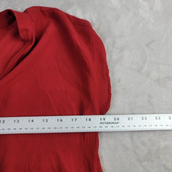 Madewell Red V-Neck Short Sleeve Pocketed Women's Tunic Dress | Size XS - Picture 6 of 7